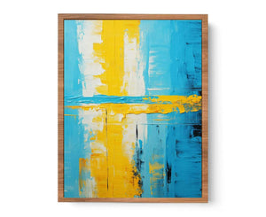 Abstract Knife Art Blue Yellow Painting Poster