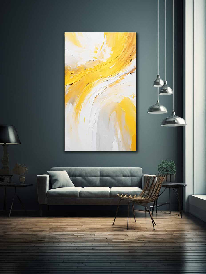 Yellow Abstract Art  Strokes  Painting