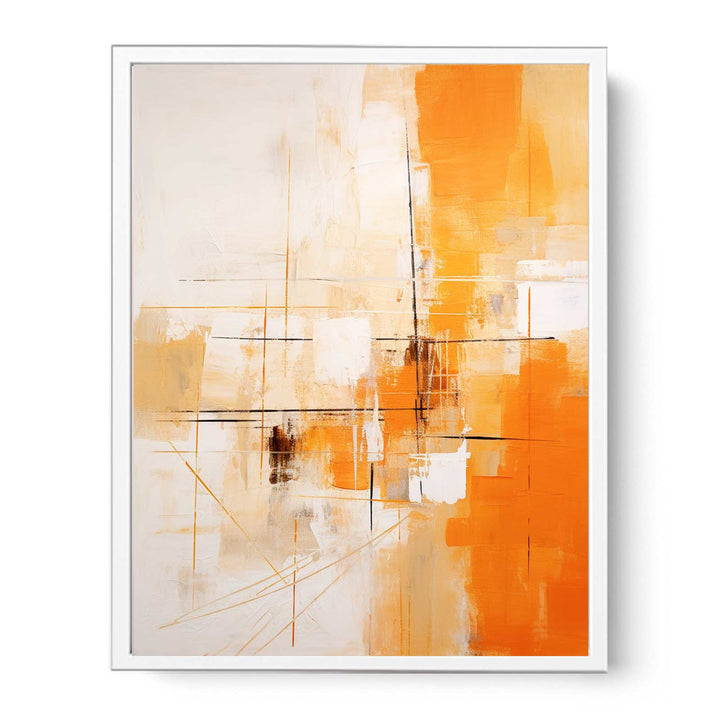 Orange Abstract Art Painting Framed Print
