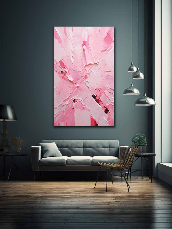 Pink  Abstract Art  Knife Painting