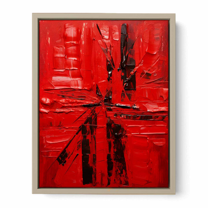 Red Abstract  Knife Art Painting  Art Print