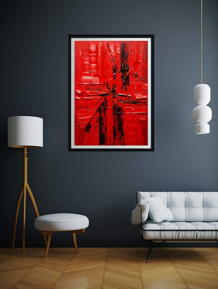 Red Abstract  Knife Art Painting