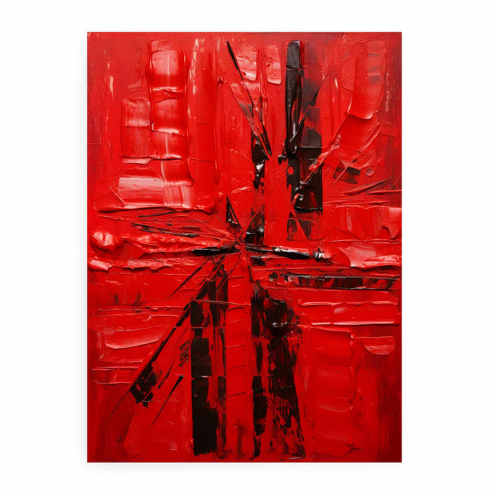Red Abstract  Knife Art Painting