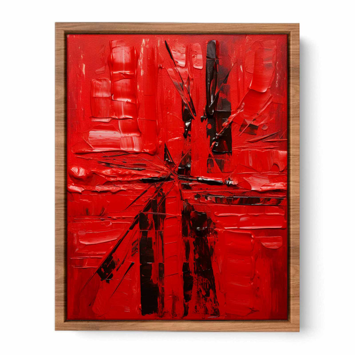 Red Abstract  Knife Art Painting Poster