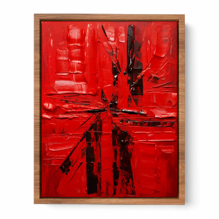 Red Abstract  Knife Art Painting Poster