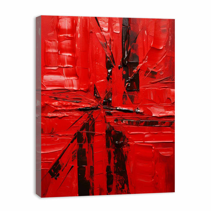 Red Abstract  Knife Art Painting