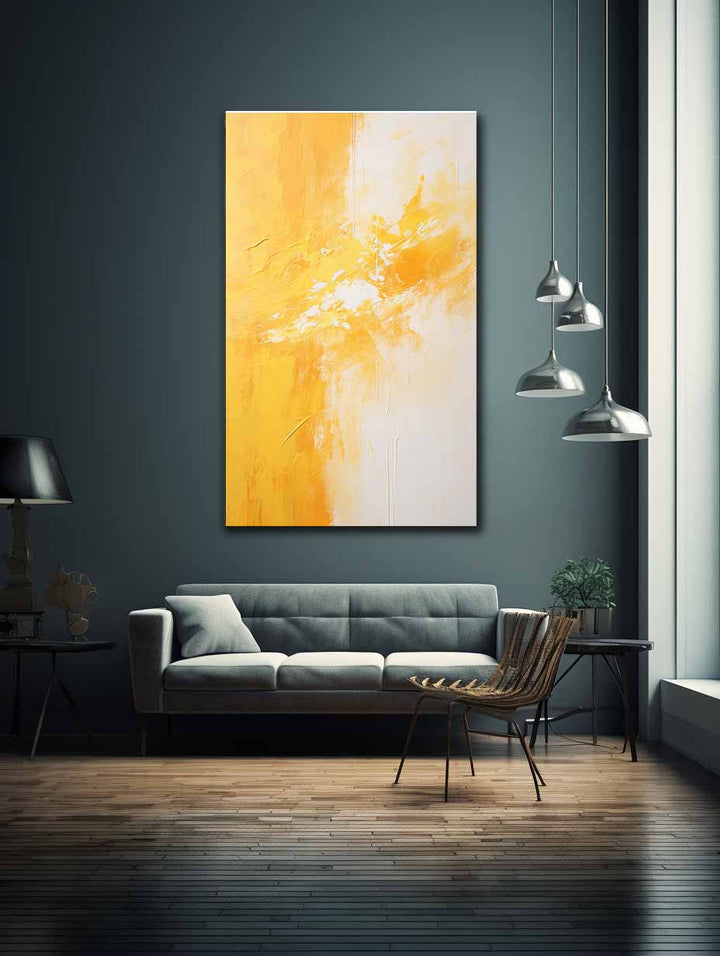 Yellow White Abstract Painting