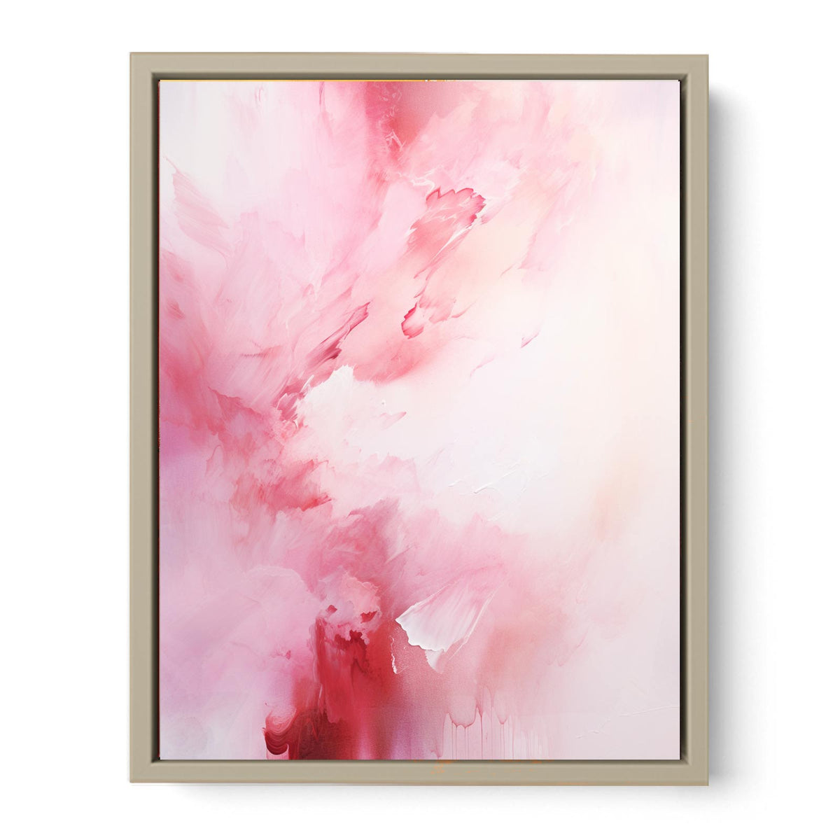 White Pink Abstract Painting  Art Print