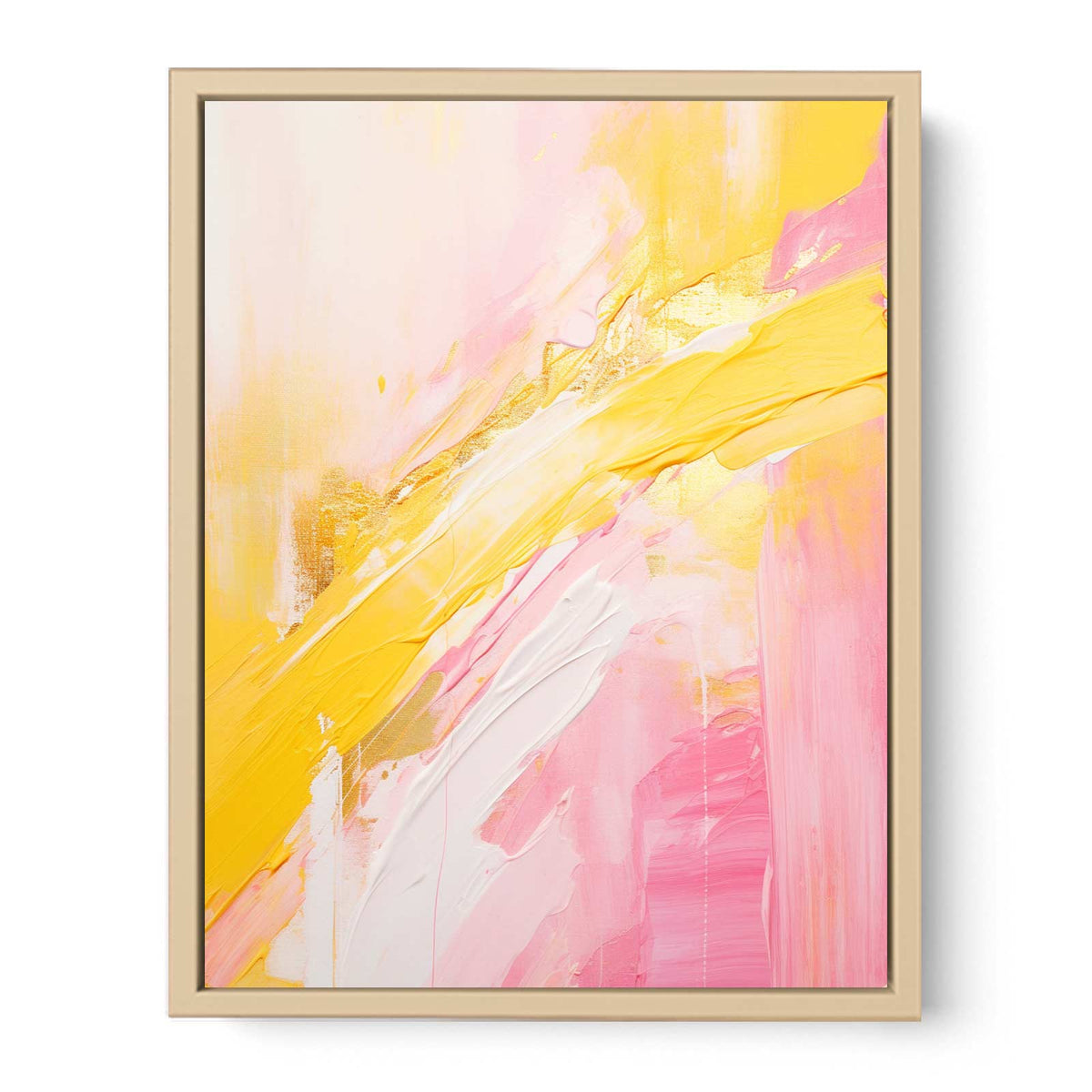 Abstract Pink And Yellow Painting  Streched canvas