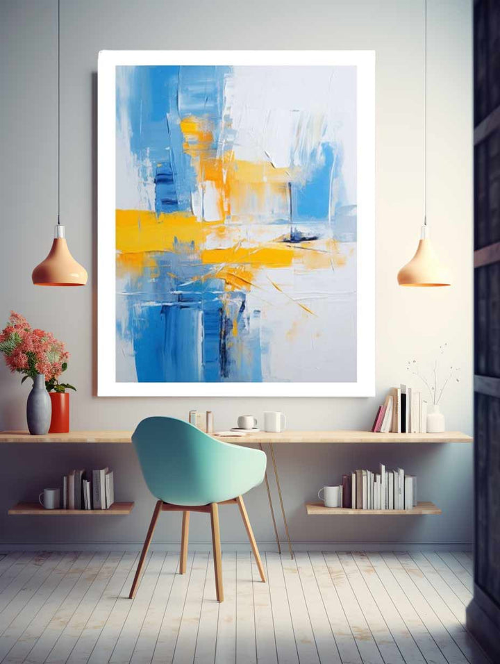 Blue Yellow Abstract Painting 