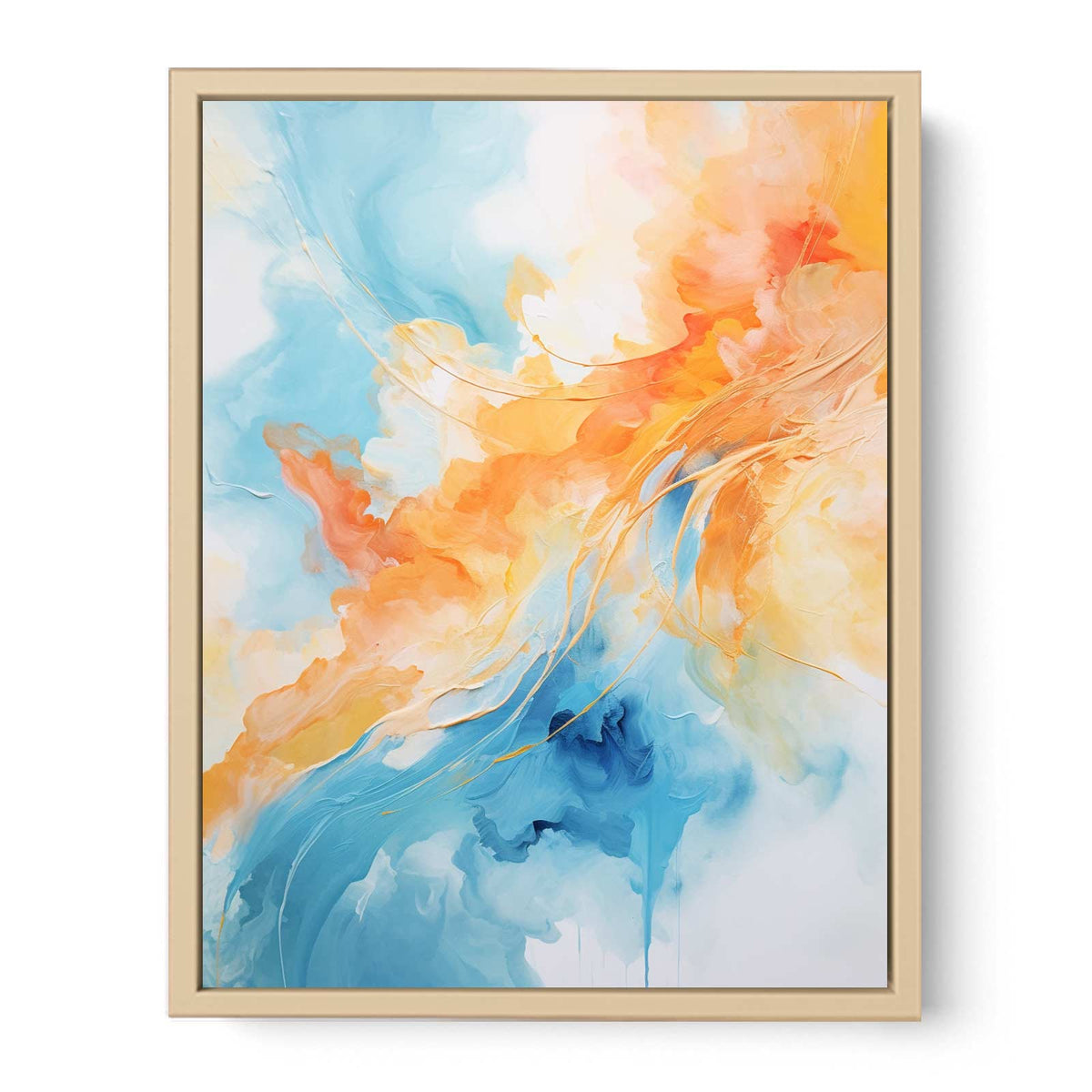 Blue Orange Abstract Painting  Streched canvas
