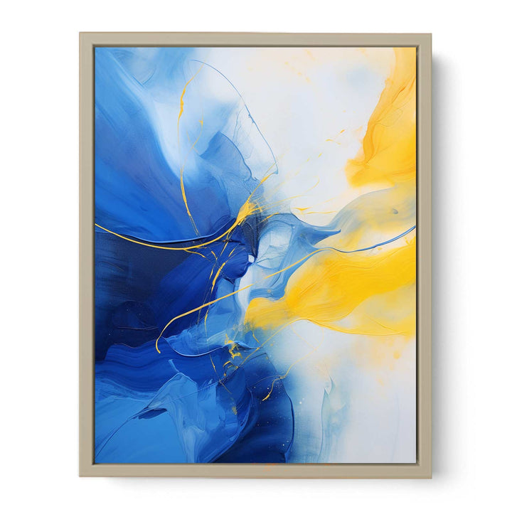Abstract Blue Yellow Painting  Art Print