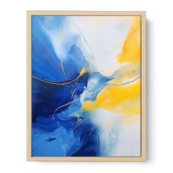 Abstract Blue Yellow Painting  Streched canvas