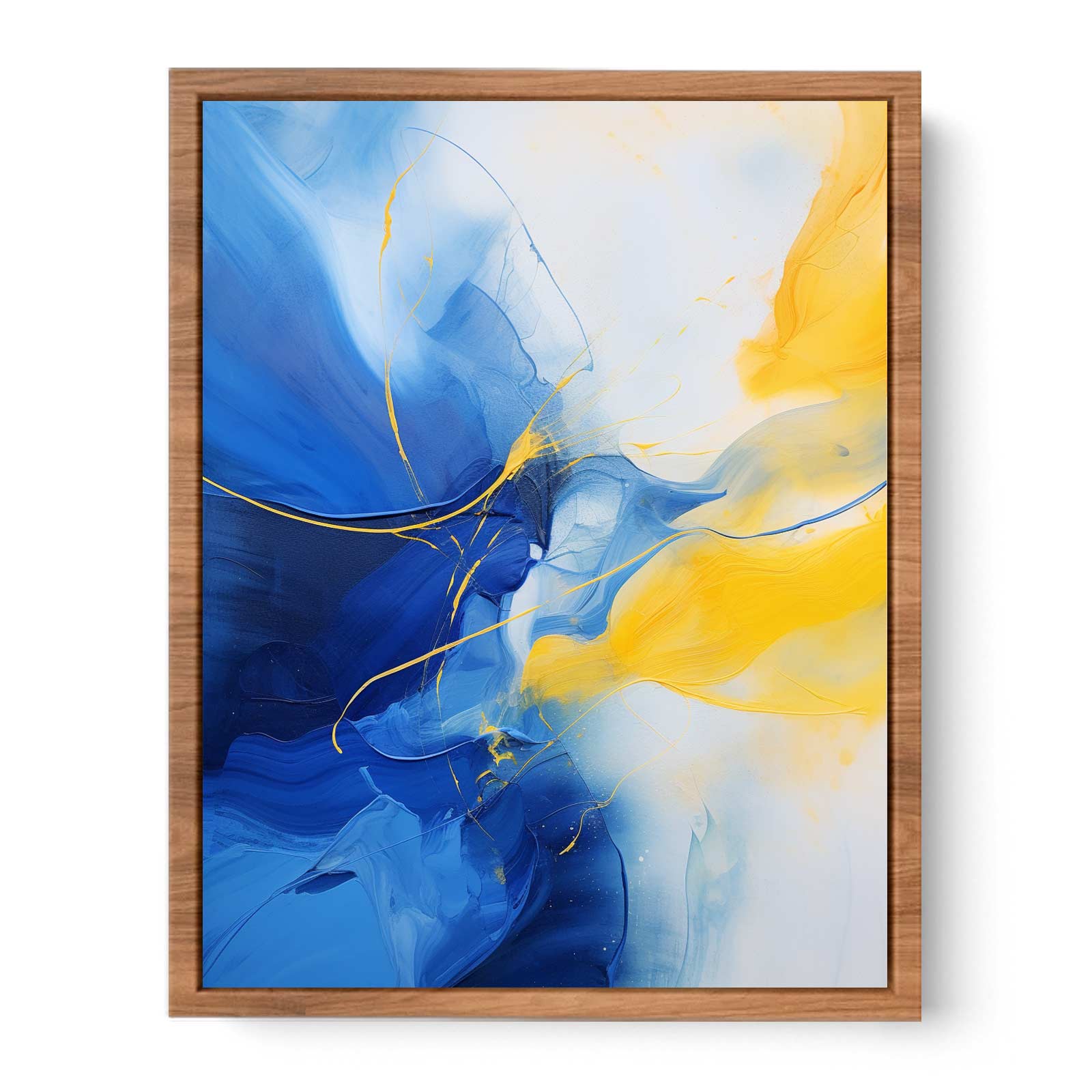 Abstract Blue Yellow Painting Poster