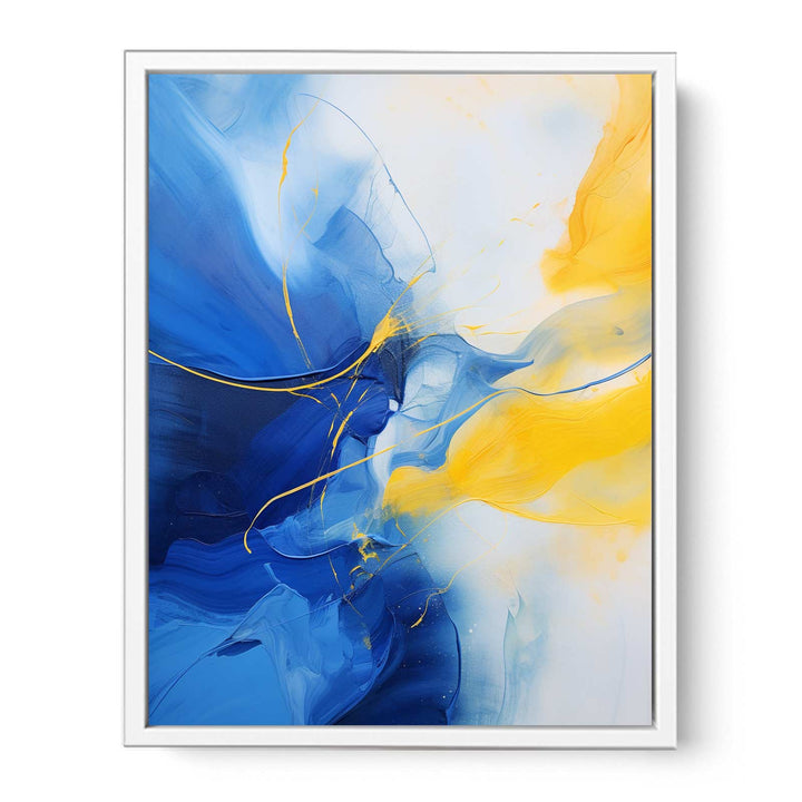 Abstract Blue Yellow Painting Framed Print