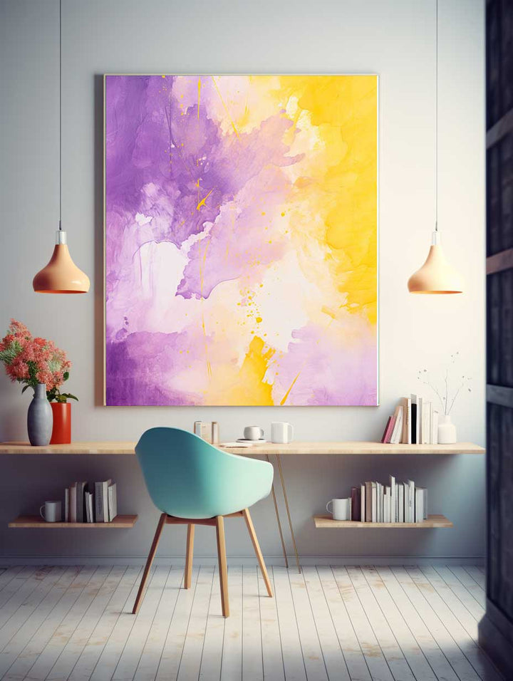 Yellow Purple Abstract Painting 