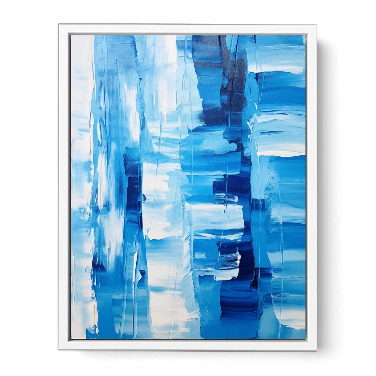 White Blue Abstract Painting Framed Print