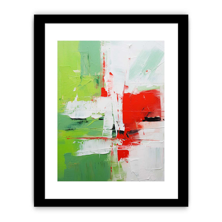 Abstract Painting Green Red Framed Print