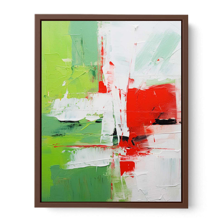 Abstract Painting Green Red 