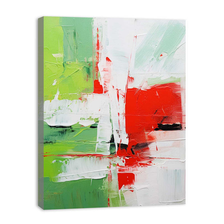 Abstract Painting Green Red 