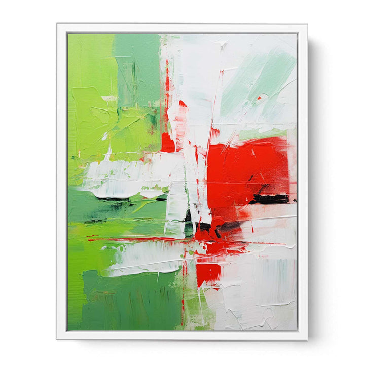 Abstract Painting Green Red  Canvas Print