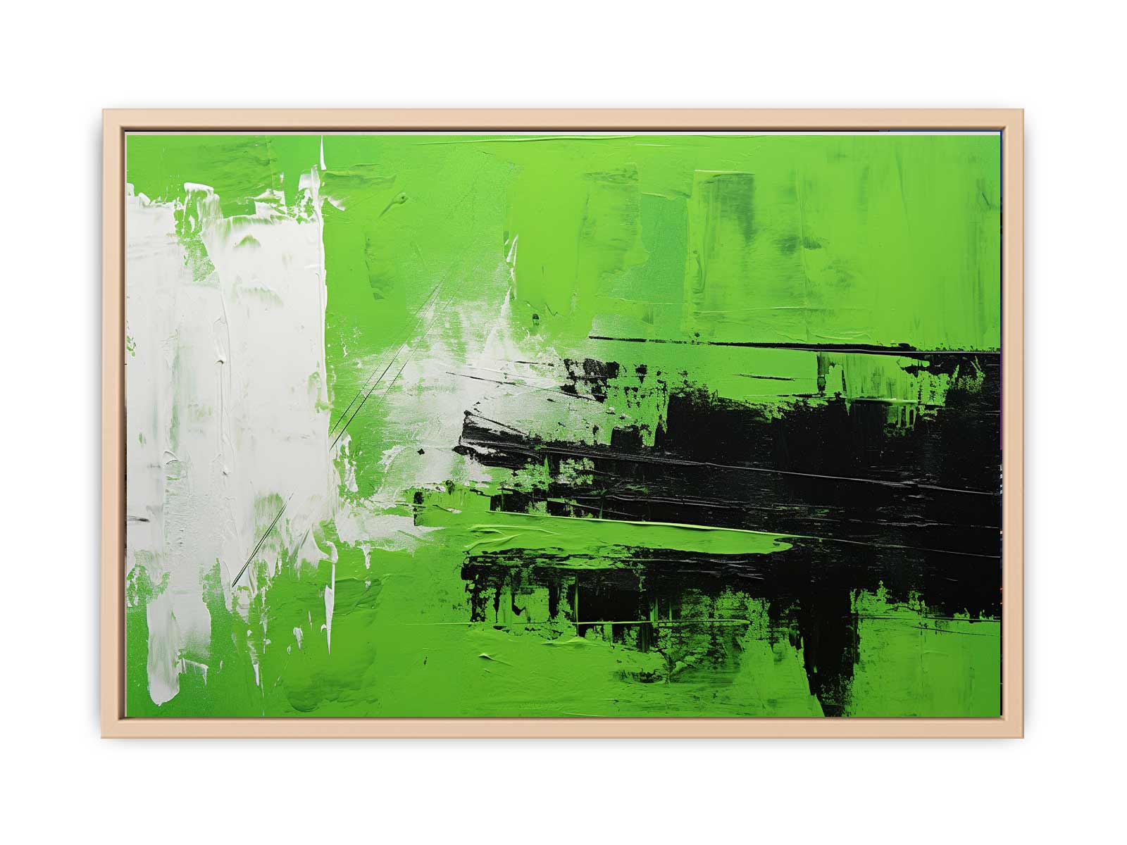 Green Black Abstract Painting  Streched canvas