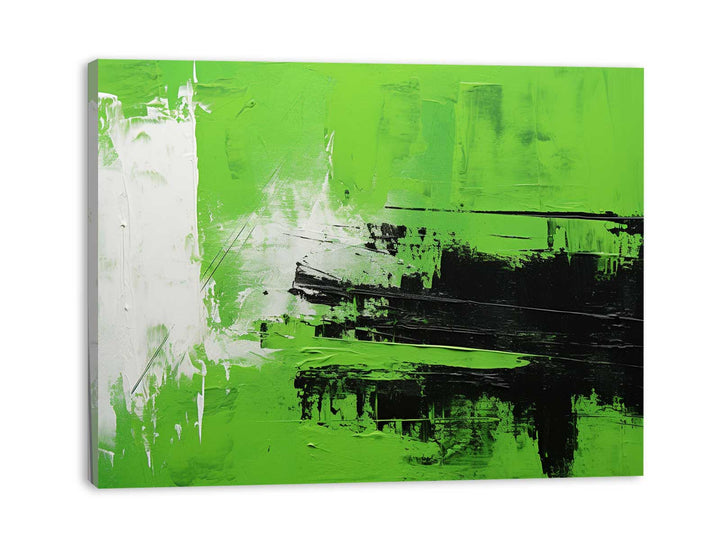 Abstract Painting Green Black Framed Print