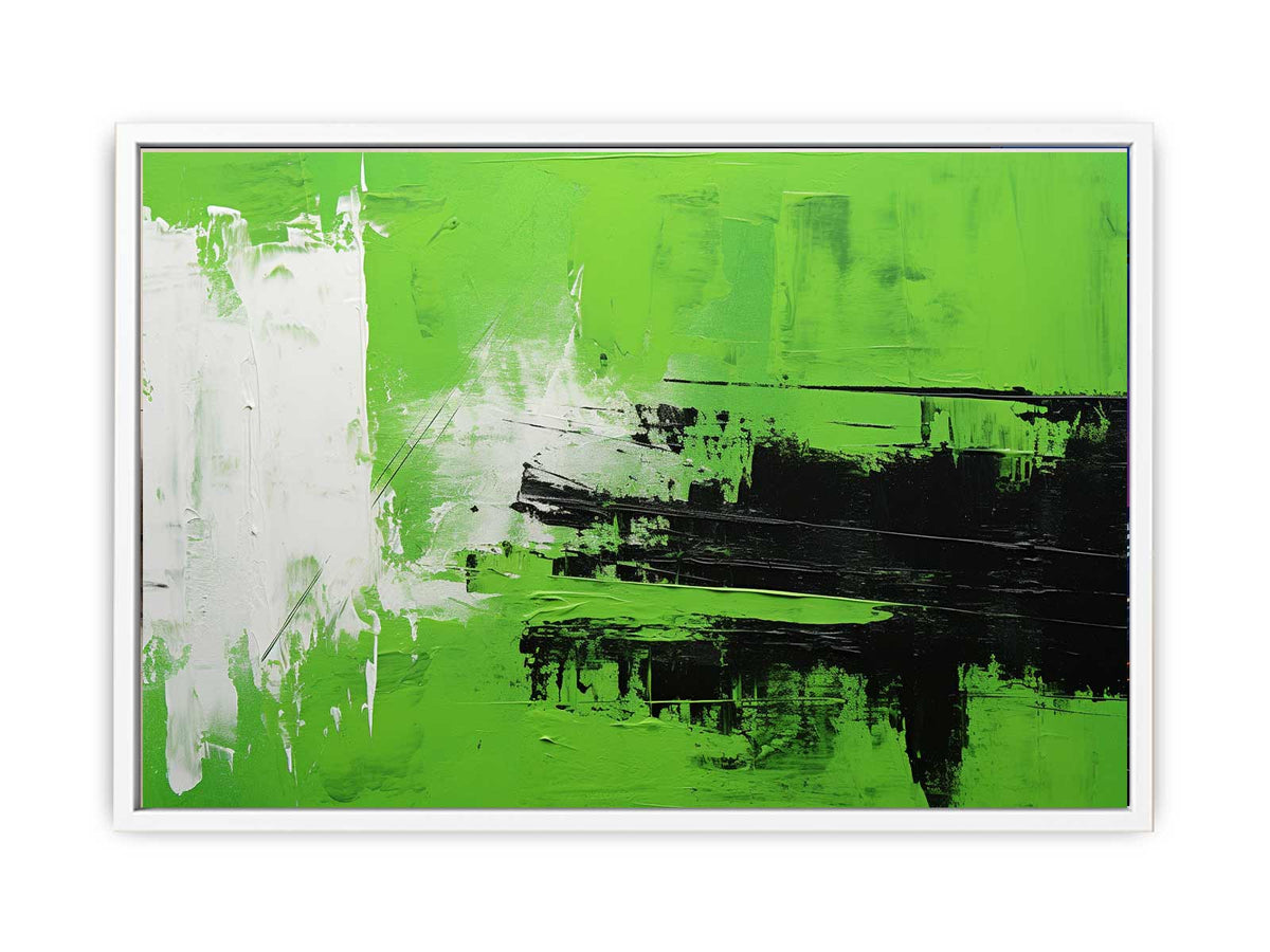 Green Black Abstract Painting Framed Print
