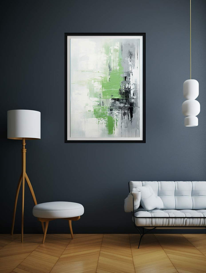 Abstract Green Grey Painting 