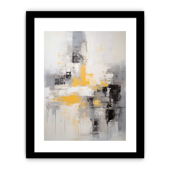 Abstract Painting Yellow Grey Framed Print