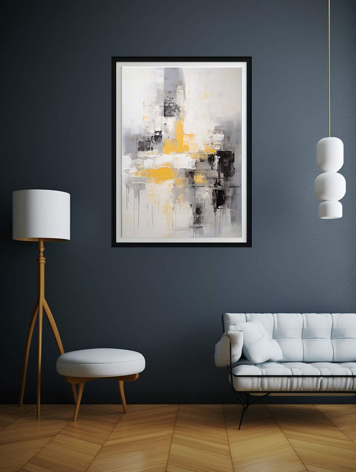 Abstract Painting Yellow Grey 