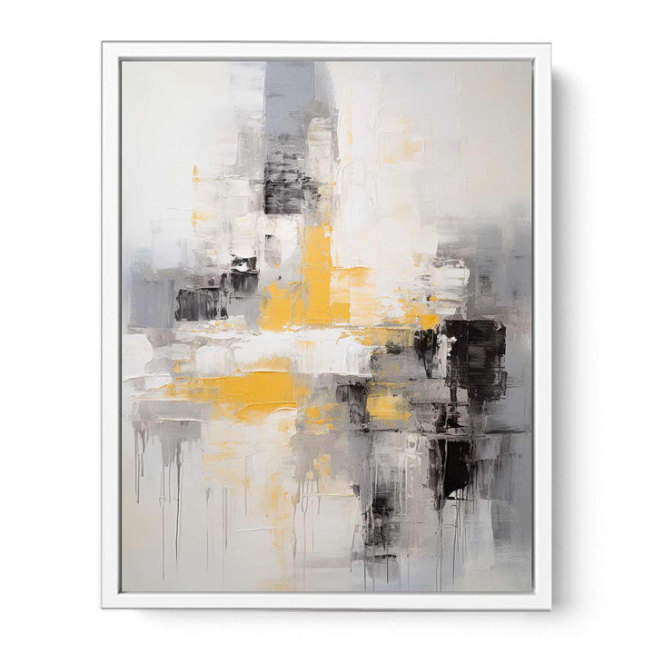 Abstract Painting Yellow Grey  Canvas Print