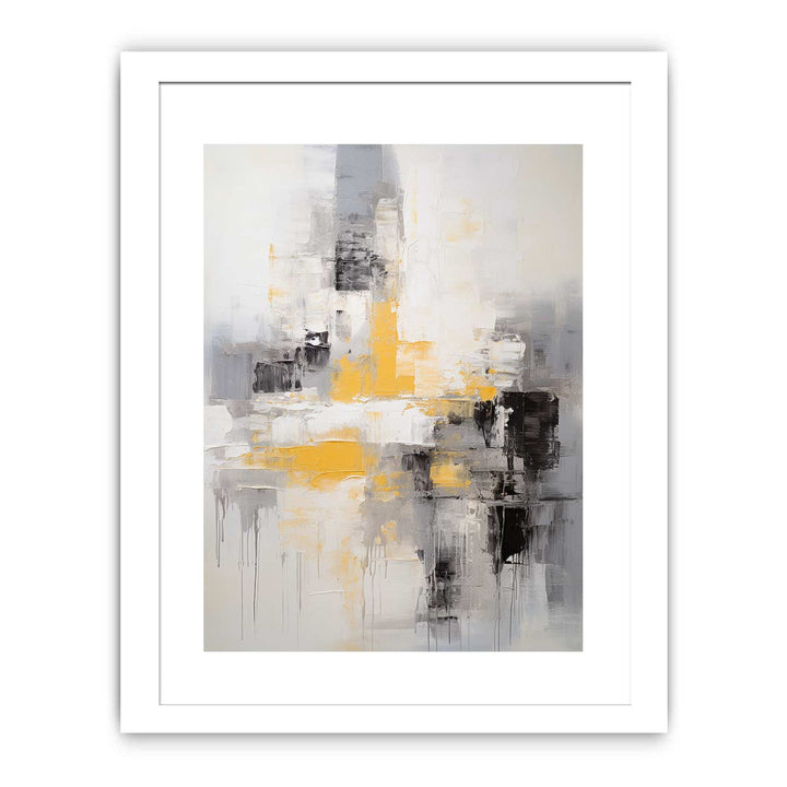 Abstract Painting Yellow Grey  Poster