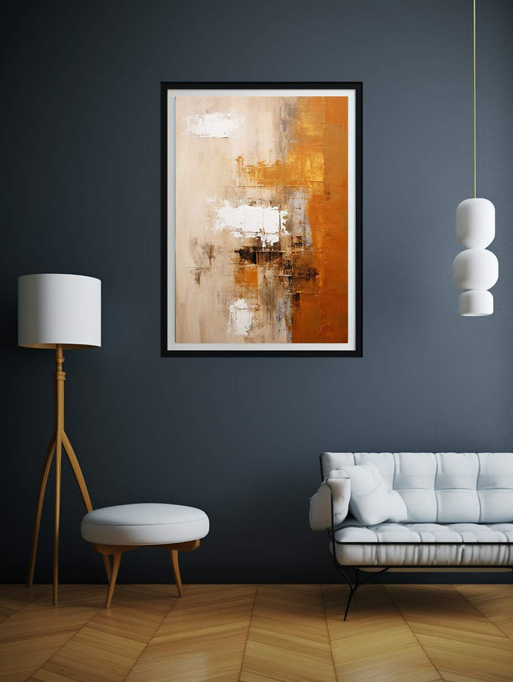 Abstract Painting Green Orange 
