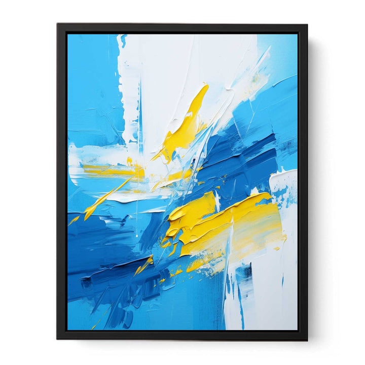 Yellow Blue Abstract Painting  Canvas Print