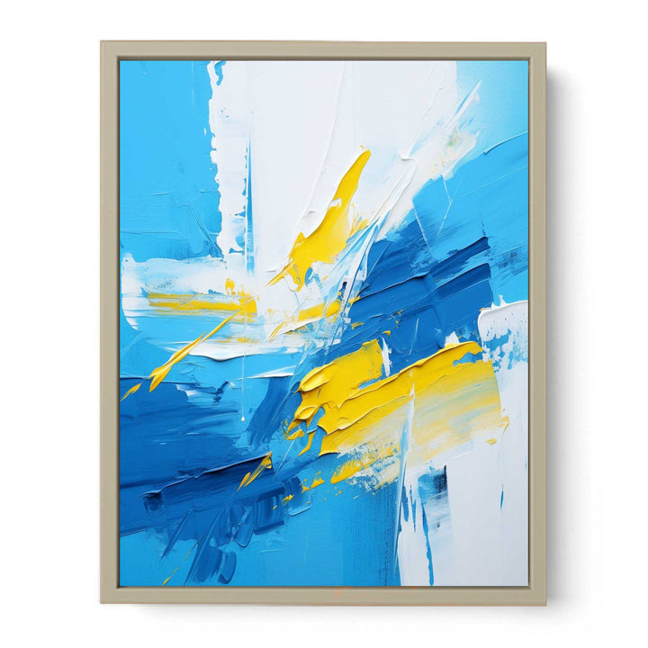 Abstract Painting Yellow Blue Framed Print