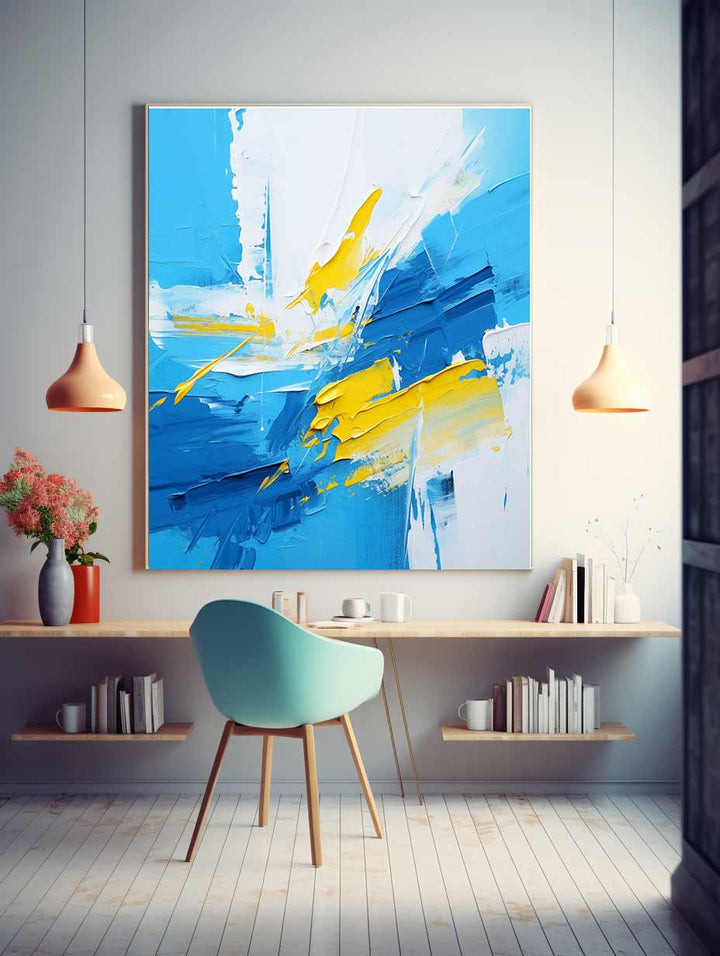 Yellow Blue Abstract Painting