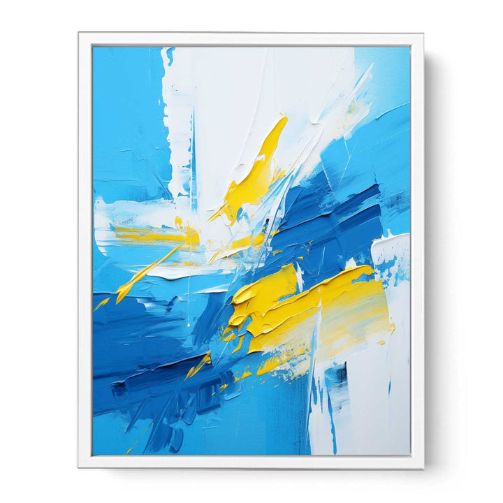 Yellow Blue Abstract Painting Framed Print