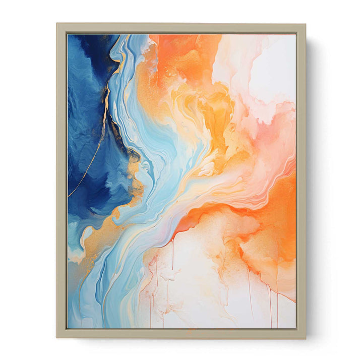 Abstract Painting Blue Orange Framed Print
