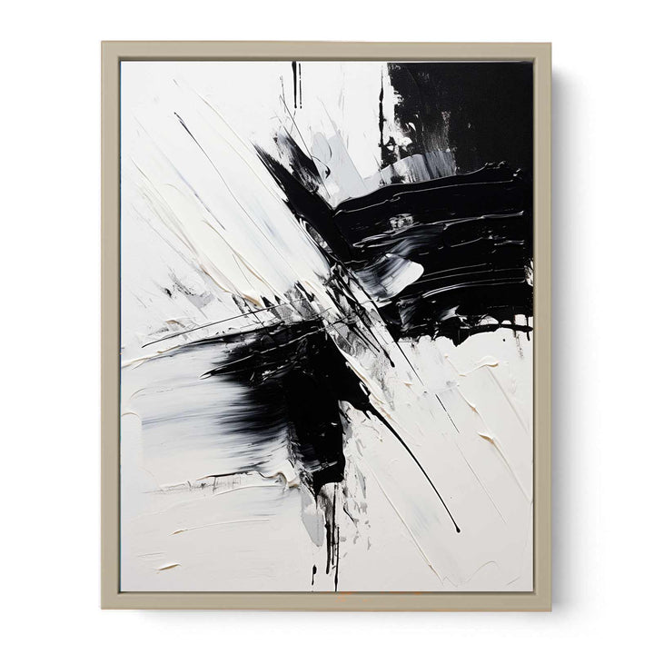 Abstract Painting Black White Framed Print