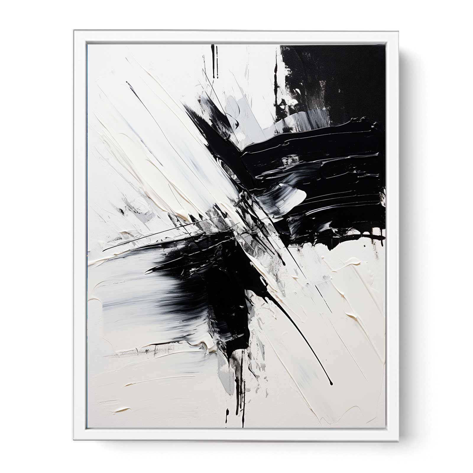 Black White Abstract Painting Framed Print