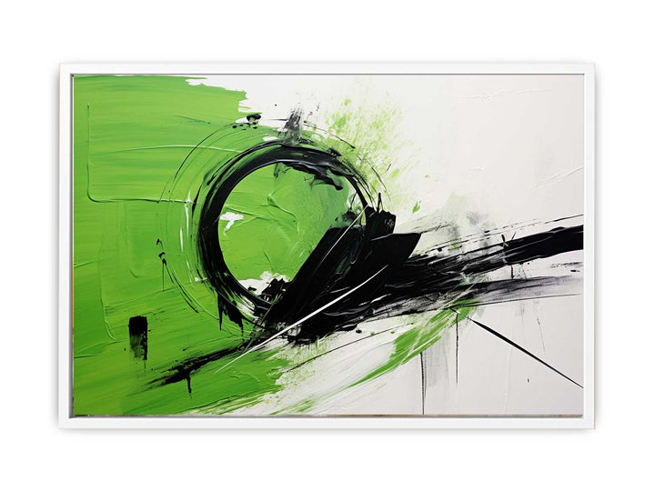 Green Black Abstract Painting  Framed Print