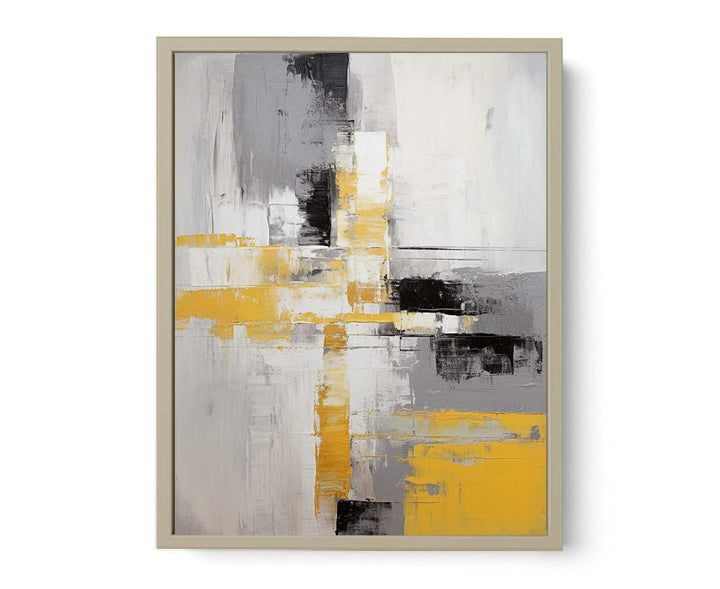 Abstract Painting Grey Yellow Framed Print