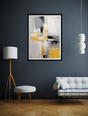 Abstract Painting Grey Yellow Painting