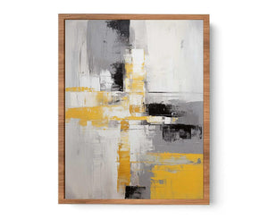 Abstract Painting Grey Yellow Poster