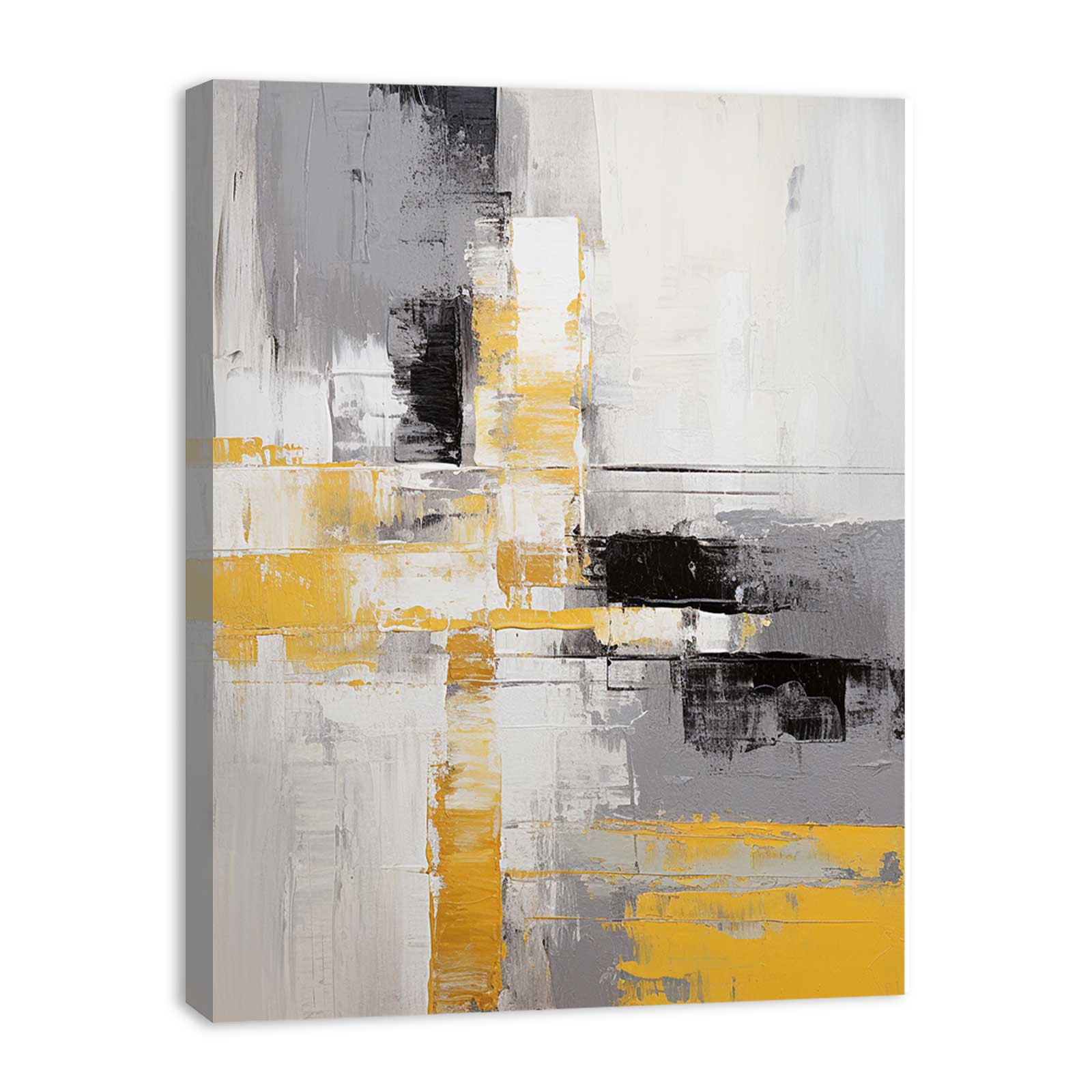 Abstract Painting Grey Yellow Painting