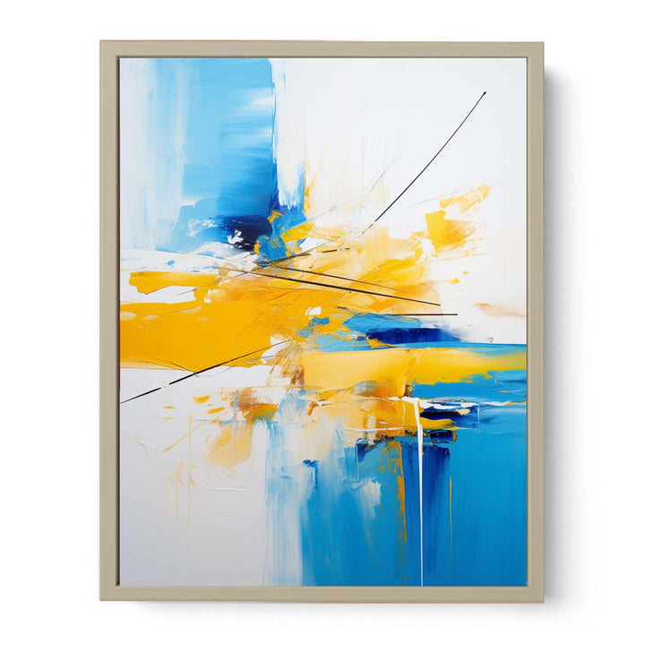 Abstract Painting Yellow And Blue Framed Print