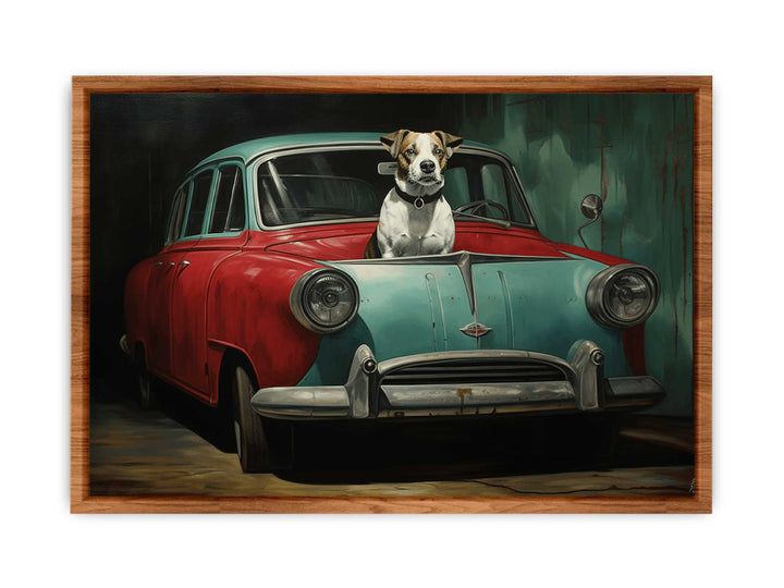 Dog Car Modern Art Painting 