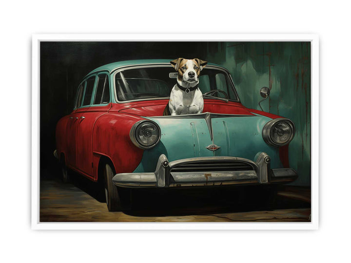 Dog Car Modern Art Painting Canvas Print