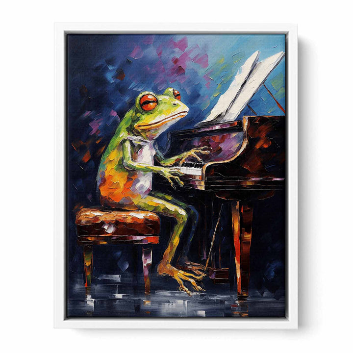 Frog Piano Modern Art Painting  Framed Print